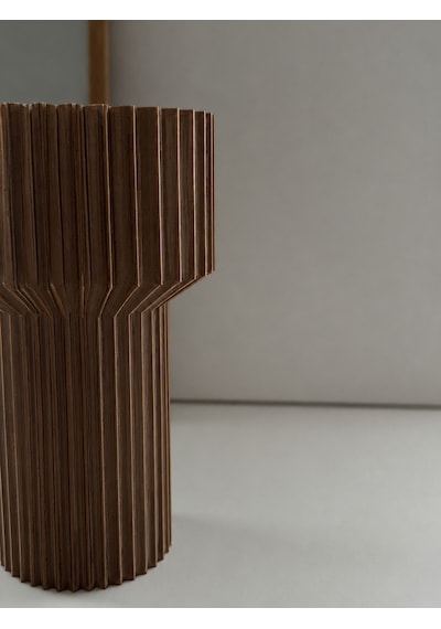 Alvera Modern Dekoratif Çiçek Vazosu Minimal Silindir Tasarımlı Masaüstü Vazo, Ev Ve Ofis Dekoru - Kahverengi