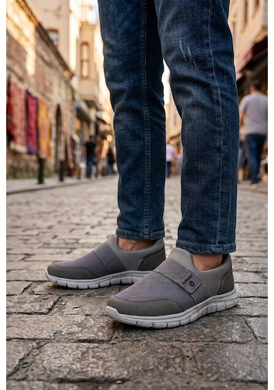 Fort 2023 Anatomik Rahat Esnek Bağcıksız Erkek Sneaker Ayakkabı Füme