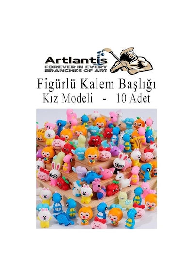 Kalem Başlığı Figürlü 10 Adet Kalem Süsü Erkekler İçin Değişik Karkatür Hayvan Silikon Kalem Ba