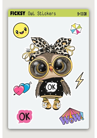 Sevimli Baykuş Sticker Seti - 43 Adet Etiket Çıkartma Diğer