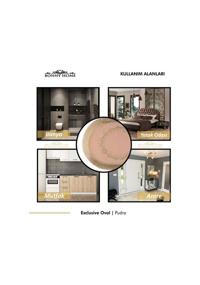 Exclusive Oval Pudra 2'li Dantelli Ve Saçaklı Banyo Paspası Püskü Pudra