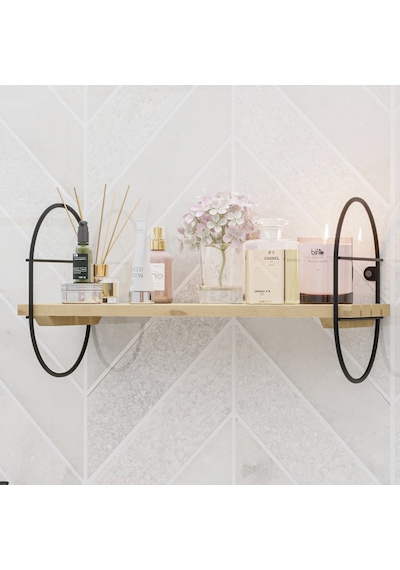 Bino Bino Duvar Rafı Kitaplık Ahşap Salon Banyo Mutfak Rafı Izgaralı