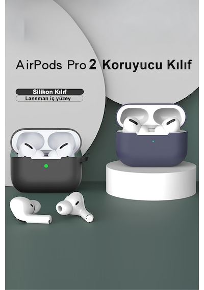 Airpods Pro 2 Uyumlu Premium Lansman Kılıf Kadife İç Astarlı Darbe Emici Silikon Soo-156 Beyaz