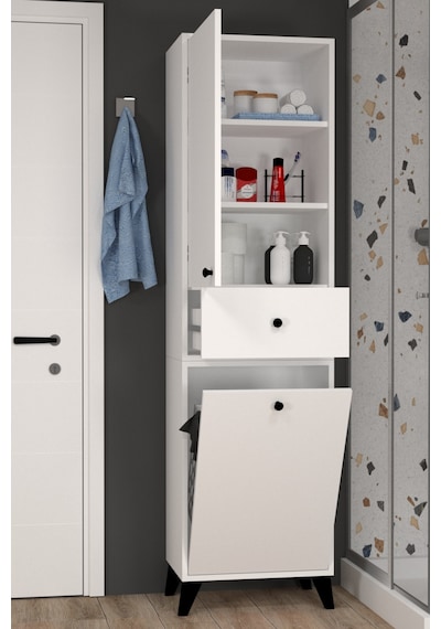 Umay Sepetli Modern Banyo Dolabı Beyaz