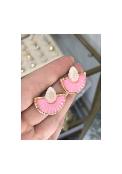 Pembe Tasarım Yelpaze Model Küpe