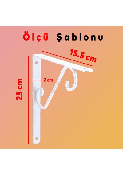 Raf Altı Raf Tutucu Ayak Ferforje Beyaz 230 X 155 Mm 2 Adet Belirtilmemiş