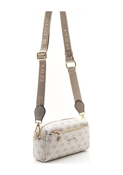 Silver Polo Sp1142 Kadın Çapraz Çanta Monogram Bej-kum