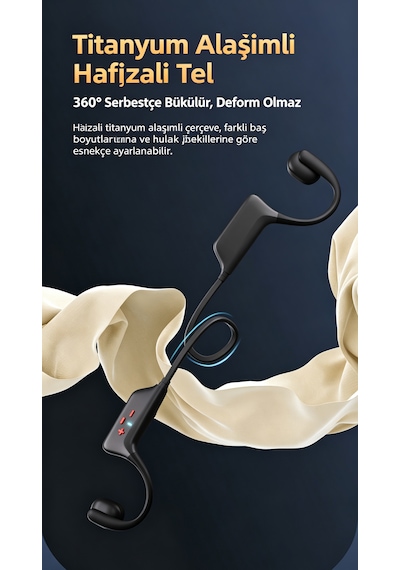 Tekoo Kemik İletimli Ipx8 Su Geçirmez Bluetooth 5.4 Kulaklık 32 Gb Dahili Hafızalı Siyah