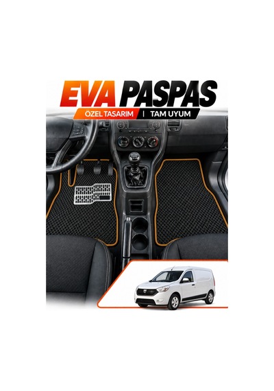 Dacia Dokker Panelvan 2017-2021 Uyumlu Eva Oto Paspas Metal Topukluklu Ön 2 Parça Siyah-taba