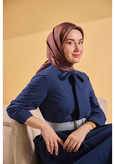Silk Home Twill İpek Eşarp Line Kiremit Çok Renkli
