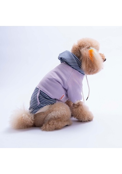 Lila Sera Stripe Köpek Hoodie Köpek Sweat Köpek Kıyafeti Kedi Kıyafeti