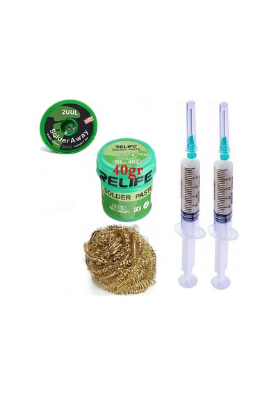 Relıfe Rl-402/ Krem Lehim Paste 183 C 40g Flux Lehim Toplama Ve 2uul 2015 Emme Teli 2,0mm Lehimleme Seti11