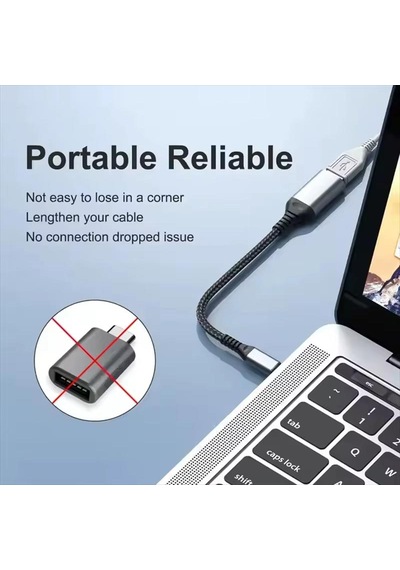 Ga90 Type-c To Usb 3.0 5gbps Hız Otg Adaptör Alüminyum Kasa Örgü Kablo İ-phone 15 Ve Üstü