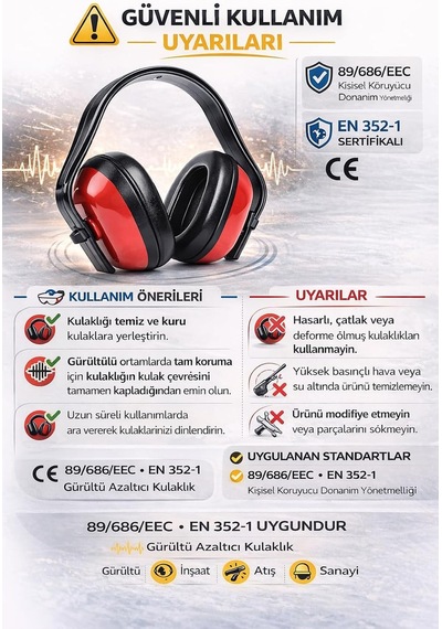 Gürültü Önleyici Baş Ayarlı Poligon Atış Kulaklığı