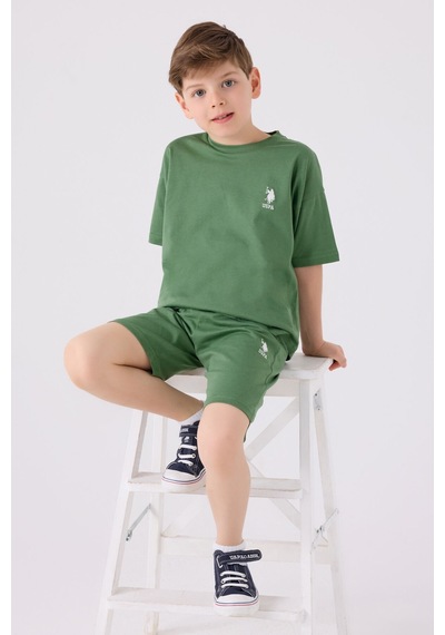 U.S. Polo Assn. Erkek Çocuk Çam Yeşili Bermuda Takımı 5274-43648 Koyu Yeşil