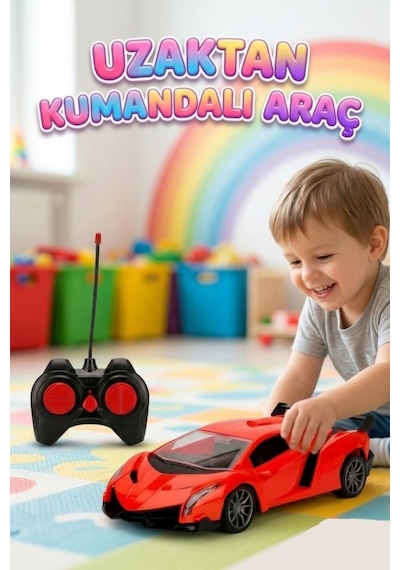 Uzaktan Kumandalı 1:12 Ölçekli 4 Fonksiyon Işıklı Usb Şarjlı 10-15km/h 2.4ghz Oyuncak Spor Araba Kırmızı