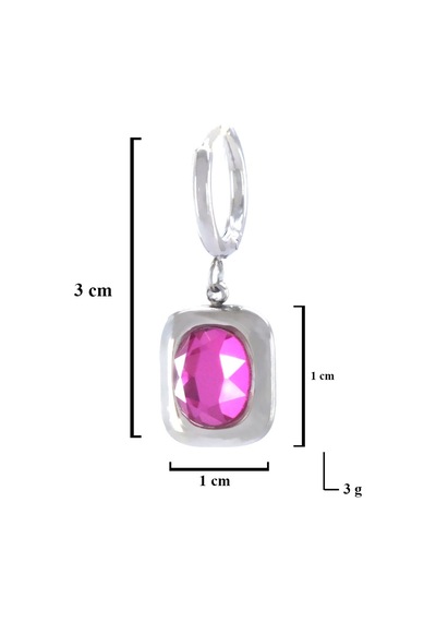 FerizZ 316L Çelik Pembe Taşlı Fantezi Küpe UNK-562 Beyaz