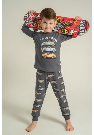 Rolypoly Erkek Çocuk The Best One Gri Uzun Kol Pijama Takım Rp3874-c-v2 Rp3874-c-v2