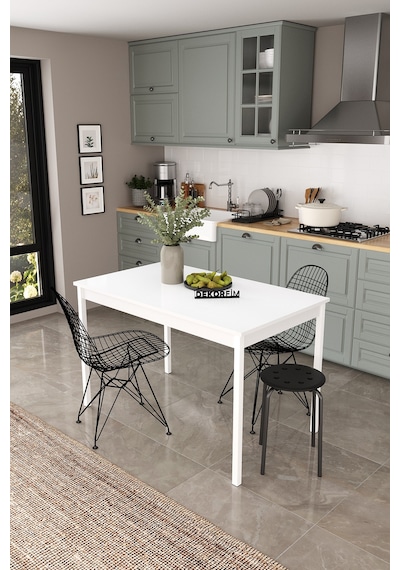 Df01113 Dekoratif Mutfak Masası 120x70 4-6 Kişilik Şık, Modern, Metal Ayaklı Salon Yemek Masası Beyaz Df01113 Dekoratif Mutfak Masası 120x70 4-6 Kişilik Şık, Modern, Metal Ayaklı Salon Yemek Masası Beyaz
