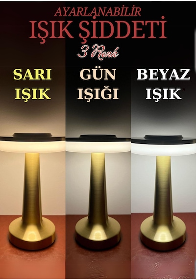 Dekoratif Şarjlı Dokunmatik Led Masa Lambası Abajur Gece Lambası