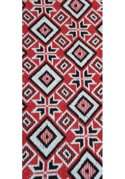 Makine Dokuması Baklava Desenli 3 Mekik Kırmızı Kalın Kilim
