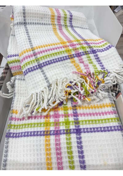 Sesli Comfort Beyaz Pembe Mor Yeşil Sarı Skoç Pamuk Örme Battaniye 200x220 Çift Kişilik Battal Diğer
