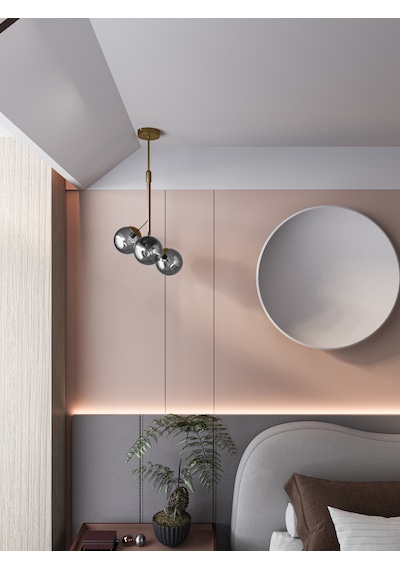 Luno 3 White Antique Eskitme Gövdeli Füme 3 Lü Sarkıt Avize