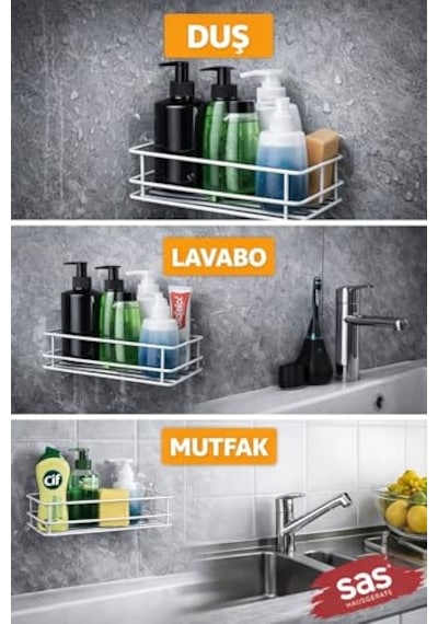 Yapışkanlı Duş Rafı, Delmeden Montaj Banyo Rafı, Paslanmaz Şampuanlık Organizer, Güçlü Yapışkanlı Duvar Ra Diğer