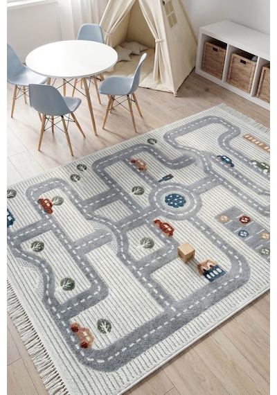 Kids 1001 Renkli Yol Desenli Çocuk Odası Halısı - 133x190 Çok Renkli