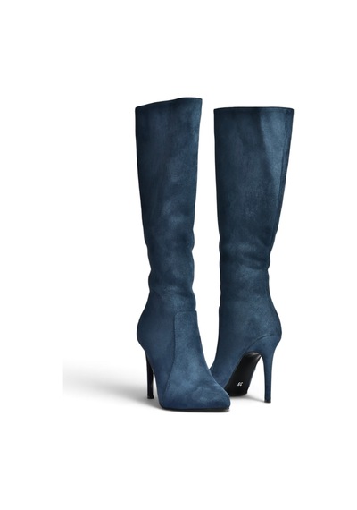 Fox Shoes N372530102 Lacivert Süet İnce Topuklu Kadın Çizme
