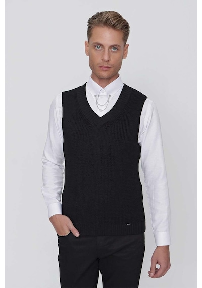 Efor Süveter 01 Slim Fit Siyah Süveter Triko Siyah