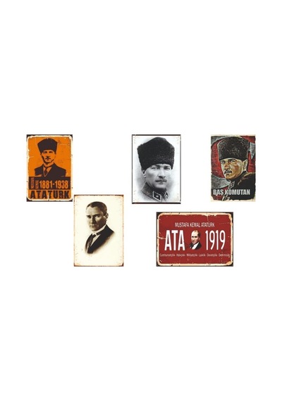 Mustafa Kemal Atatürk Temalı 5 Adet 20cmx29cm Çerçeve Görünümlü A4 Mdf Tablo İle Ev, Okul, Kafe, İş Yeri Dekorasyonunuza Ruh Katan Dekoratif Hediyelik