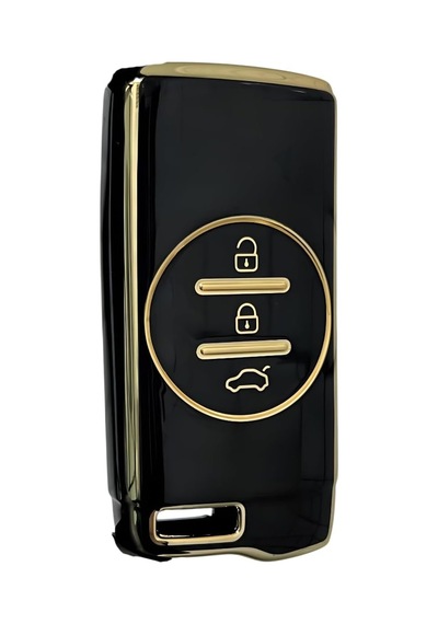 Autohan Keys Lüx Chery Tiggo 7 Pro İçin Akıllı Anahtar Kılıfı, Premium Siyah-gold, 3 Butonlu, Nano Kaplama