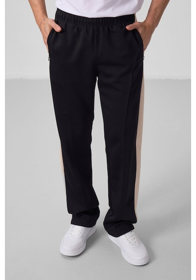 Tommylife Siyah-bej Yüzeyi Dokulu Standart Fit Palazzo Erkek Pantolon - 82171 Siyah