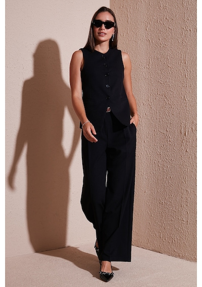 Lela Wide Leg Yüksek Bel Geniş Paça Palazzo Bayan Pantolon 65271262 Siyah