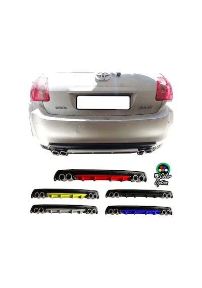 For Toyota Auris Yuvarlak Egzozlu Kırmızı Difüzör Difizör Çiftli Egzoz Görünüm Arka Ek