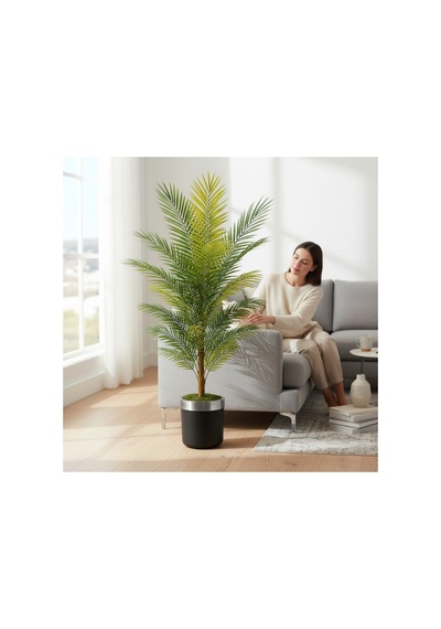 150 Cm Yapay Areka Siyah Gümüş 30x30 Dekoratif Ağaç
