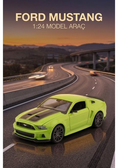 Maisto Lisanslı Metal Ford Mustang Street Racer 2014 1:24 Kapıları Açılabilir Oyuncak Model Araba Yeşil
