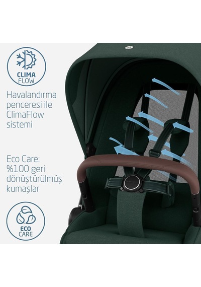 Maxi-Cosi Fame Portbebeli Led Işıklı Entegre Telefon Şarj Üniteli Premium Bebek Arabası Twillic Green