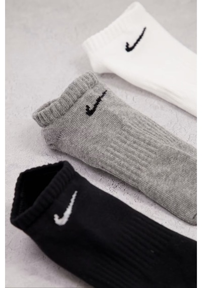 Nike Dri Fit Everyday Cotton Lightweight No Show 3 Pck Unisex Bileksiz Çorap 3 Çift Beyaz-gri-siyah Beyaz - Gri - Siyah