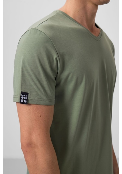 Tommy Life Açık Yeşil Basic Kısa Kol Standart Kalıp V Yaka Erkek T-shirt - 87912 CAMEL