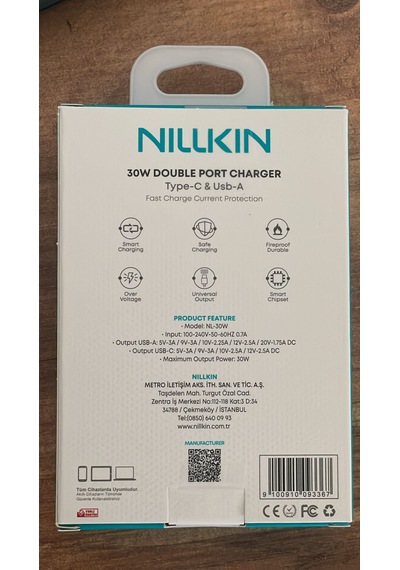 Cisteen Nillkin 30w Typec Usb Çift Portlu Hızlı Şarj Cihazı Apple Samsung Huawei Xaomi Honor Uyumlu Usb A Ve Type C Çift Çıkışlı