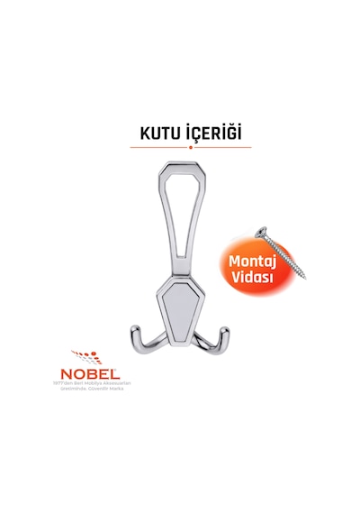 Vi Lla Portmanto Askısı, Metal Vestiyer Askısı, Krom Matkrom, Duvar Ve Dolap Askılığı 5'li Set Vidalı
