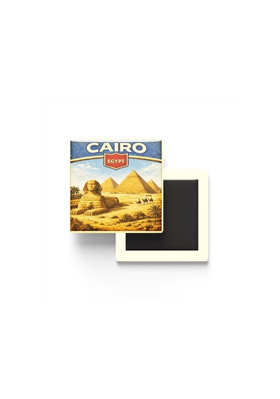 Mısır Kahire Şehri Temalı Vintage Buzdolap Magneti 9x9 Cm