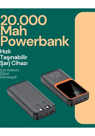 Taşınabilir Şarj Cihazı 20000 Mah 22.5w Hızlı Şarj + Dijital Ekran + Kablo Dahil Diğer 11357974