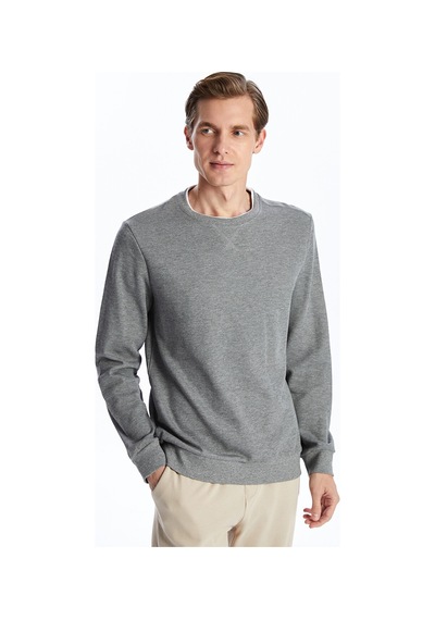 Lcwaıkıkı Classic Gri Bisiklet Yaka Uzun Kollu Erkek Sweatshirt