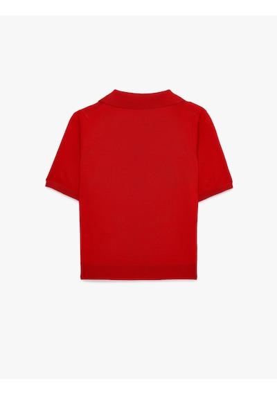 Koton Regular Fit Kısa Kollu Düğmeli Polo Yaka Triko Hırka Kırmızı 6sak90191ht