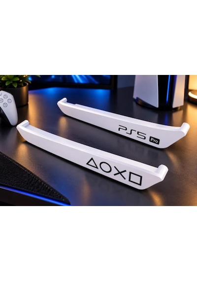 Ps5 Pro Uyumlu Yatay Stand Playstation 5 Pro Konsol Altlığı Sembollü Masaüstü Destek Standı Beyaz