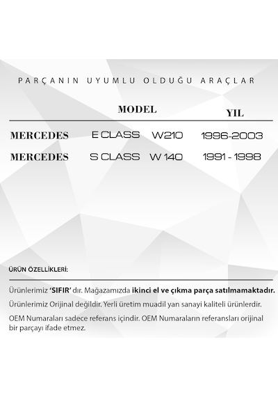 Mercedes S Class W140 İçin Klima Havalandırma Panel Düğmesi