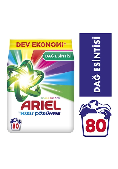 Ariel Dağ Esintisi Renklilere Özel Hızlı Çözünme Toz Çamaşır Deterjanı 12 KG